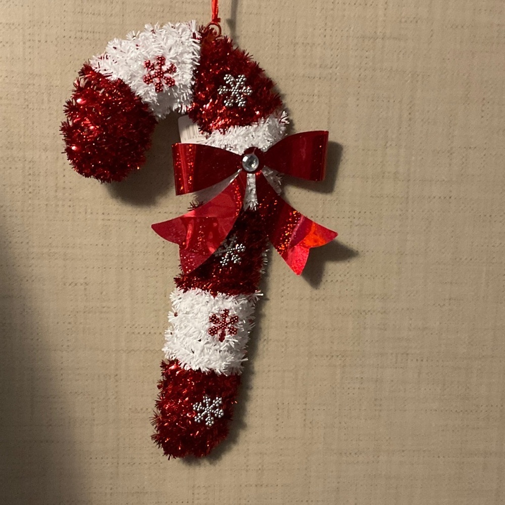Sparkling Red and White Candy Cane Ornament